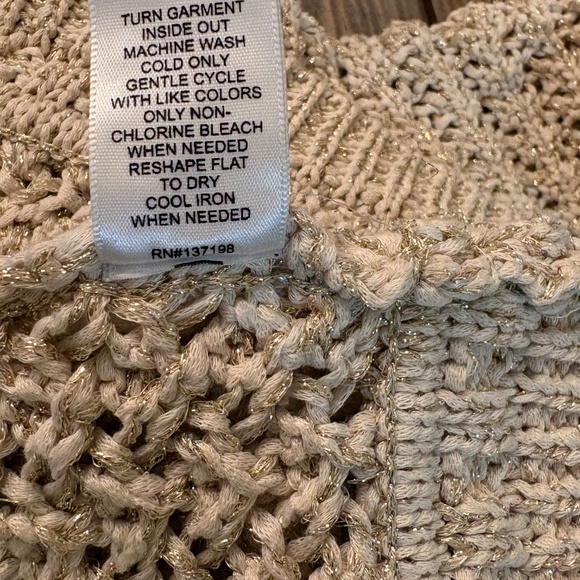 Rachel Zoe Metallic Thread Knit Gold Sweater Cardigan - Picture 8 of 11